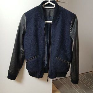 Navy blue teddy bomber blazer XS-S varsity jacket